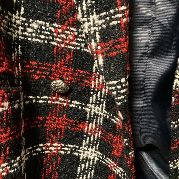 Zara tweed long blazer black White red - Picture 2 of 6